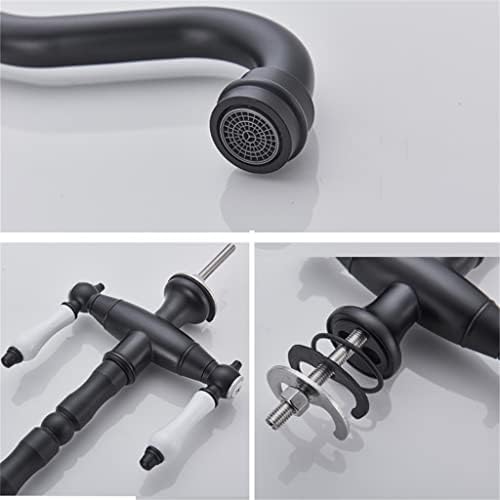 Slsfjlkj Basin Pia Torneira Hot & Cold Water Banheiro Torneiras de banheiro preto Brozne Dual Ceramics Handle Crane Taphape Taps (Cor: Black, Tamanho