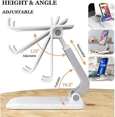 Só de telefone dobrável de 2 pacote para mesa, suporte de telefone de altura ajustável, suporte portátil de telefone celular portátil