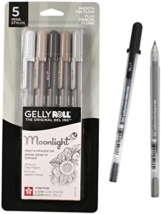 Sakura Gelly Roll Moonlight 06 Gel Cenas - caneta de tinta de ponto fino para diário, arte ou desenho - tinta cinza - linha