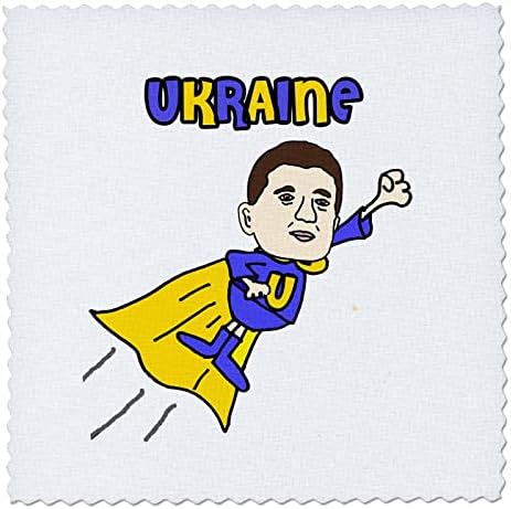 3drose fofo engraçado Ucrânia Presiden Zelensky como super -herói voador - Quilt Squares