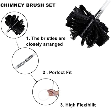 Chimney Sweep Kit Kit Kit de escova de limpeza, kit de varredura de chaminé, escova de chaminé e kit de hastes Ferramenta
