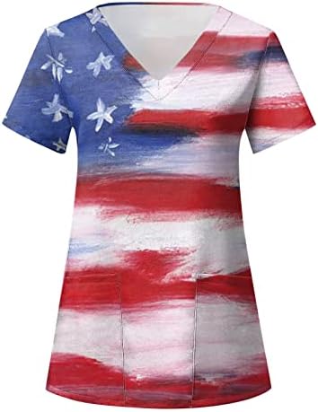 4 de julho Tops for Women USA FLAND SMUMENT SMANGE CHURS CAMISTAS DE PESCO