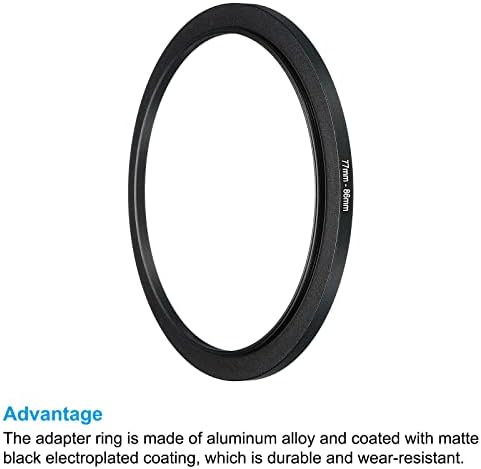 Patikil 77mm-86mm Metal Step Up Ring, Adaptador de filtro da câmera Adaptador de alumínio Adaptador de filtro Ring para lentes da