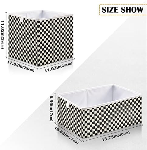 Cataku Chessboard Retro Cube Bins para organização, caixas de armazenamento de armazenamento retangular de tecido de tecido para organizador