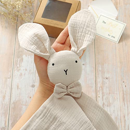 Mimixiong Bunny Security Blanket Cotton Muslin Gift Gifts para meninos e meninas recém -nascidos Baby Snuggle Bunny