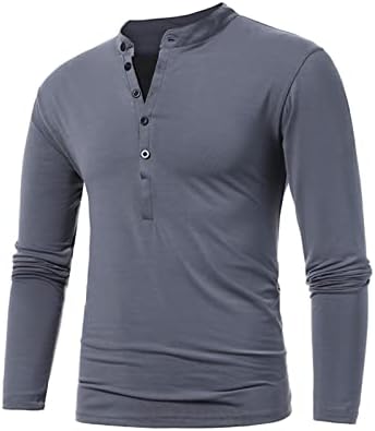 Gdjgta masculino outono de inverno de inverno de botão redondo pescoço falso de duas peças Design de cores sólidas Casual Manga