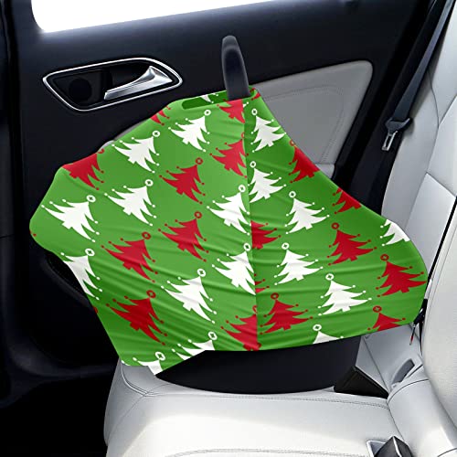 Capas de assento de carro para bebês Red White Christmas Tree Pattern Padrão de enfermagem verde Capa de carrinho de amamentação