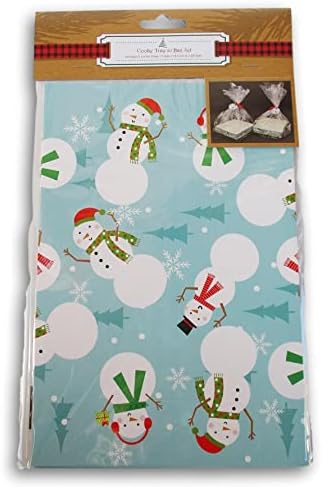 Bandeja de biscoitos de Natal que envolve presentes com conjunto de bolsas - 2 bandejas de biscoitos, 2 sacolas, 2 fitas e etiquetas