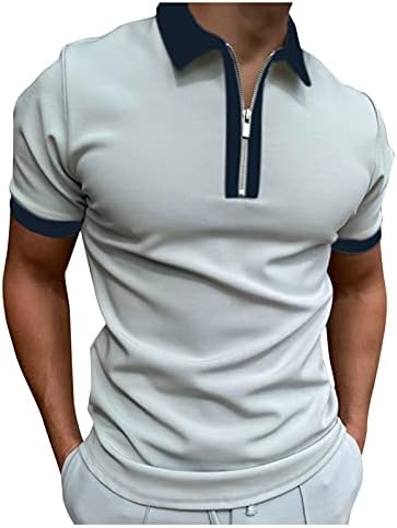 XXBR ZIPPER CHAMISTAS Polo para homens, Gráfico listrado de verão Slim Fit Sleeve Sleeve Business Top casual para trabalho Use