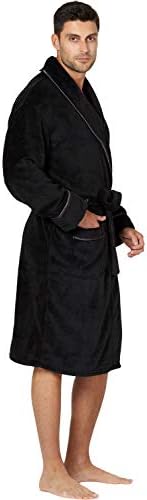 Intimo Mens Alexander Julian Plush Robe com acabamento em cetim, preto, tamanho, um tamanho único