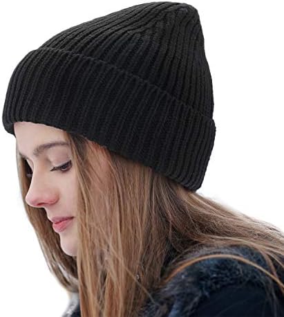 Fexixl Good Threads Feanie Hat Hat Warnic Knit Capinho de crânio grosso para homens Mulheres