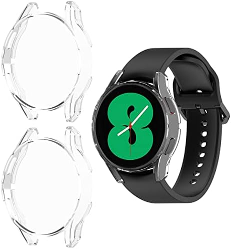 Homtern 2-Pack Compatível com Samsung Galaxy Watch 4 Caso de 44 mm, TPU flexível TPU Capa completa Caso protetor de tela à prova de arranhões à prova de choques para relógio 4 44mm SM-R870