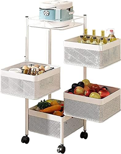 Rack de armazenamento de cozinha Frutas de 4 camadas vegetais carrinho de cesta ， arame de metal frutas de cozinha de cozinha