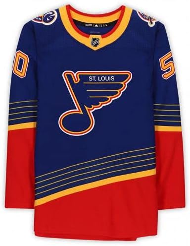 Jordan Binnington St. Louis Blues autografou autografia a camisa autêntica retro adidas dos anos 90 - Jerseys autografados