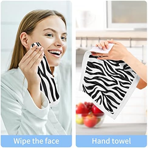 Alaza Wash Ploth Conjunto de zebra impressão - pacote de 6, panos de algodão, toalhas altamente absorventes e macias da ponta