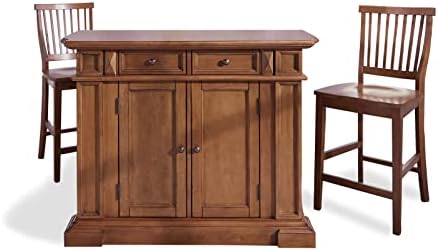 Americana Oak Kitchen Island com fezes por estilos de casa