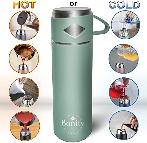 Bonify Aço inoxidável Thermo Vacuum Isoled Flash Bottle com copo -700 ml / 23,7 onças - bebidas frias - água, café, chá - para