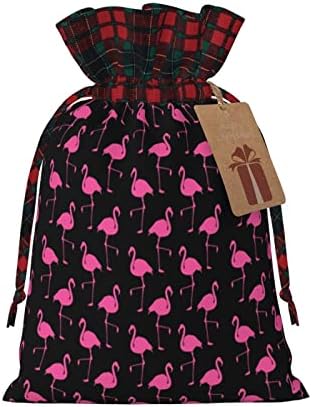 Bolsas de presente de cordão de Natal flamingo-rosa em búfalo búfalo saco de batedeira favores de festa favores