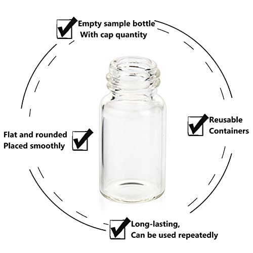 Frasco de amostra de vidro transparente Pekybio, garrafa de vidro de amostra de amostra líquida, capacidade de 7 ml, frasco