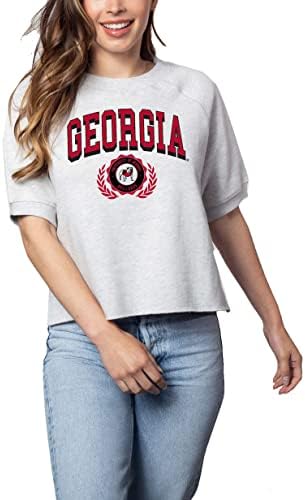 Aparelo feminino de Chicka-D Georgia Futebol College Bulldogs Bayside Raglan Sweetshirt