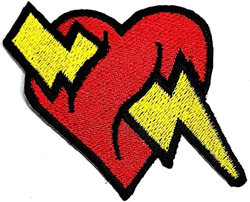 Kleenplus Red Lightning Heart Cartoon Crianças Ferro em remendos Estilo de moda coração bordou Motif Applique Decoration Emblem