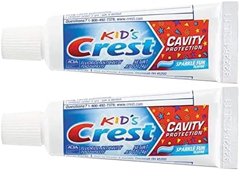 Creme dental de proteção de cavidade de Crest Kids, brilho divertido, tamanho da viagem 0,85 oz - pacote de 2