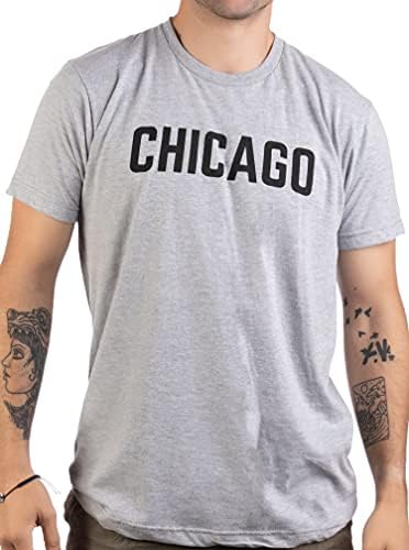 Chicago | T-shirt clássico de retro da cidade de illinois ila lago michigan, do meio-oeste, masculina para homens