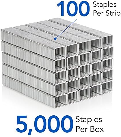 Grampos de linha de balanço, serviço pesado, 3/8 de comprimento, capacidade de 60 folhas, 100/tira, 5000/caixa, 1 pacote