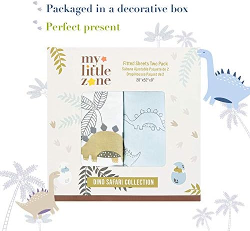My Little Zone Dinosaur Baby Berço Folhas - Lençóis de berço de algodão para meninos e meninas - Neutro, 2 pacote