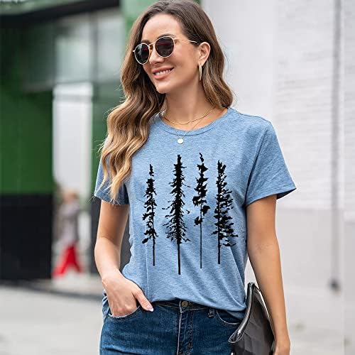 Mulheres gráficas engraçadas Camisa de pinheiro magro de pinheiro de verão camping atlético camisetas natureza casual roupas