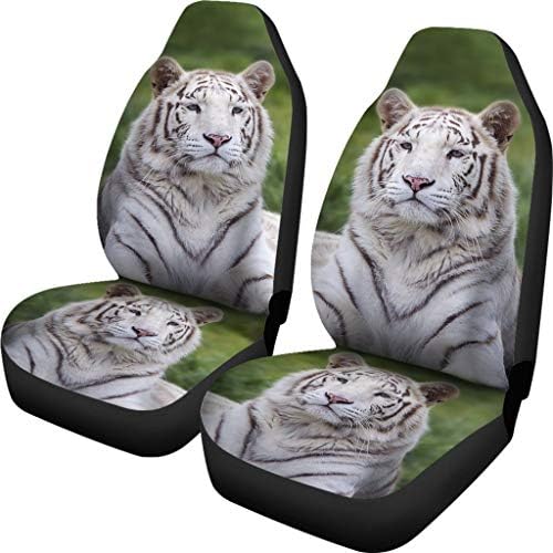 Pawlice White Bengala Tiger Print Limited Edition Capas de assento de carro
