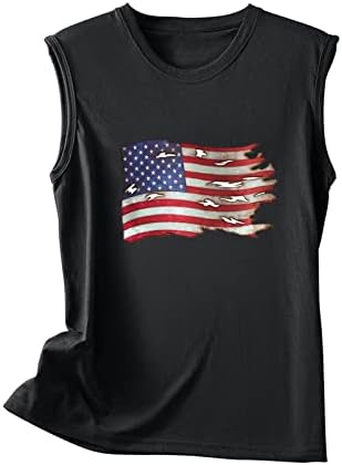 Tampas de tanques para mulheres, feminino EUA estrelas listras camisetas patrióticas verão tanque solto tops americanos bandeira de impressão de impressão de coletes