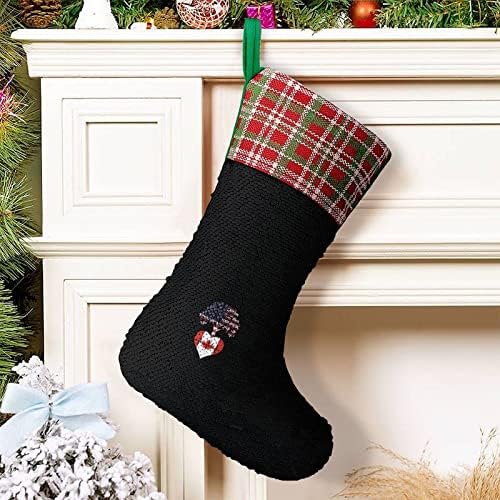 Canadá nos EUA raiz batimentos cardíacos mencelas meias de meias da família Decoração de árvores Decorações penduradas Ornamentos para o Natal 9,9 x 13,2