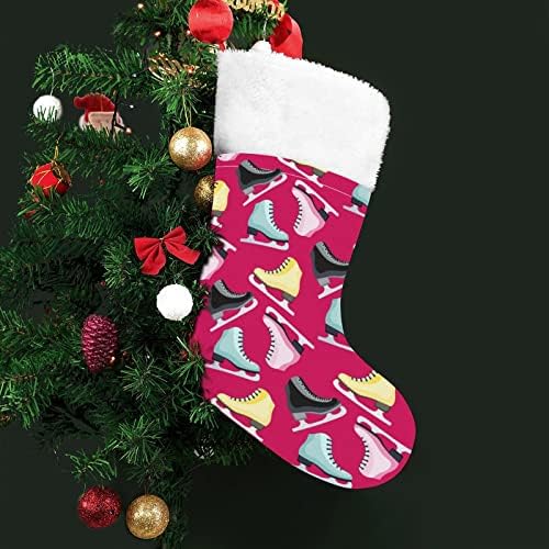 Figura Patins Padrão de meias de estoque de Natal com lareira de pelúcia pendurada para a decoração da casa da árvore