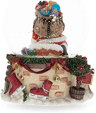 Papai Noel Escalando Chimney Musical Water Snow Globe