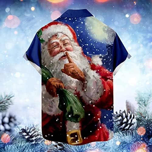 Camisas de Natal UBST para homens, engraçado 3D Xmas Santa Claus Tops impressos de manga curta Button Down Down Home