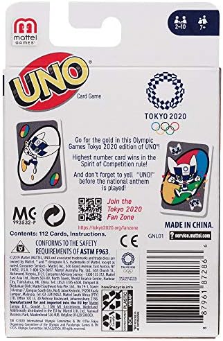 Jogos Mattel Games ONU Jogos Olímpicos Tokyo 2020 Game, com 112 cartas e instruções para jogadores com 7 anos ou mais,