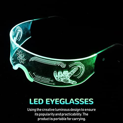 Óculos transparentes de kisangel led led coxes de óculos futuristas Óculos de óculos futuristas Óculos luminosos Visores Visor para adereços de fotografia de festa, estilo 2 de moda de moda brinquedos robôs