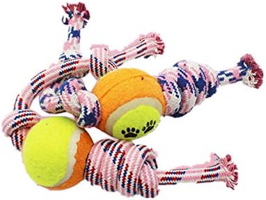 N / C Brinquedos para animais de estimação, brinquedos de corda, corda de Tennis NEPS de três seções, corda de algodão multicolorida, resistente, segura e insignificante, adequada para animais de estimação pequenos e médios