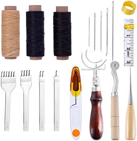 Kit de ferramentas de couro costura esculpindo escavador de sela de costura trabalhando