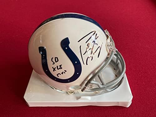 Peyton Manning Autografado Colts Mini Capacete com MVP - Mini Capacetes NFL autografados