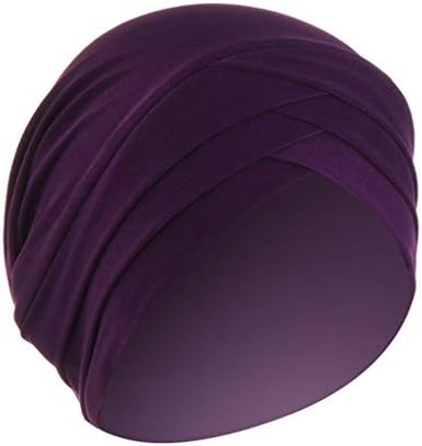 Chapéu de gorro feminino Roughed Vintage Chemo Caps Soft confortável grisões plissados ​​para mulheres esticam abundância fino sólida