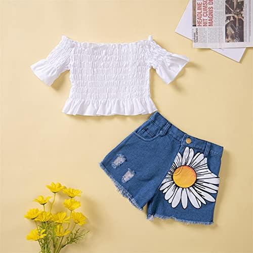 Synia criança menina meninas roupas recém -nascidas roupas meninas mangas curtas de jeans top shorts calças de calça 2pcs