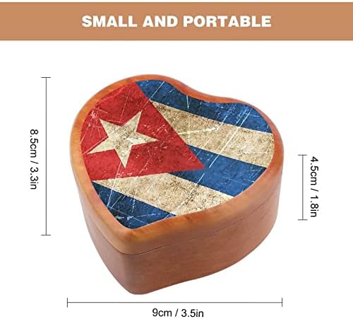 Bandeira cubana vintage vintage clockwork box musical box em forma de coração presente para amigos para amigos de