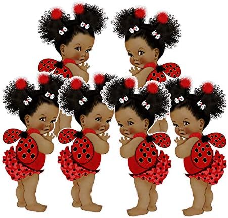 Cutouts de joaninha chá de bebê aniversário afro -americano festas de papel decoração de papel
