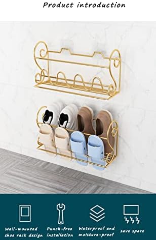 Rack de sapato montado na parede de ferro para o banheiro do banheiro em casa na parede atrás da porta do armário de armário