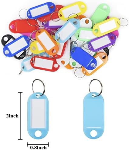 Tags de chave de plástico 220 PCs, etiquetas -chave com janela de anel e rótulo, etiquetas de identificação da corrente, identificadores de chave para nome, bagagem 10 cores