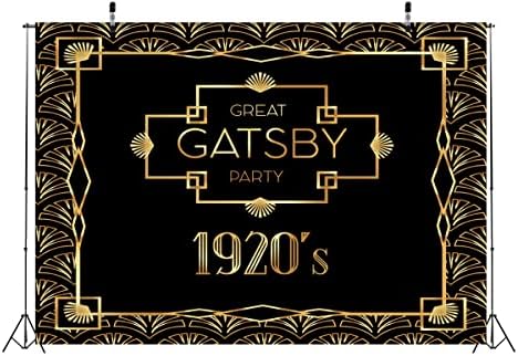 Corfoto Fabric 9x6ft gatsby pano de fundo para sobremesa decoração de mesa de ouro Black Gold Great Gatsby tema 20s