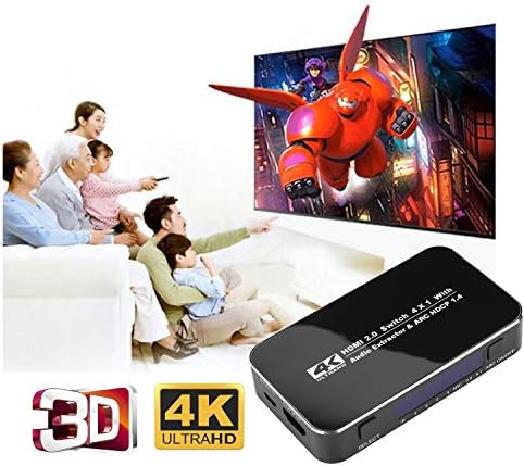 Switch 4K HD HDMI, FHONG 4 PORTS 4K x 2K HDMI 2.0 Switch Hub Switches com remoto sem fio IR, para Mackbook HDTV Laptop Xbox