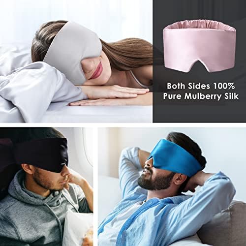 Freshme Mulberry Silk Cotton Sleep Mask, confortável, bloqueando máscaras oculares de olhos vendadas com alça elástica ajustável